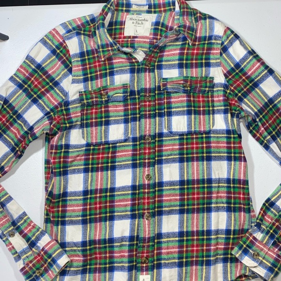Abercrombie & Fitch Muscle Plaid Flannel Shirt | Size Large - Picture 2 of 11